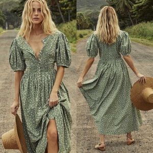 Doen Asheville Dress in Green Motif